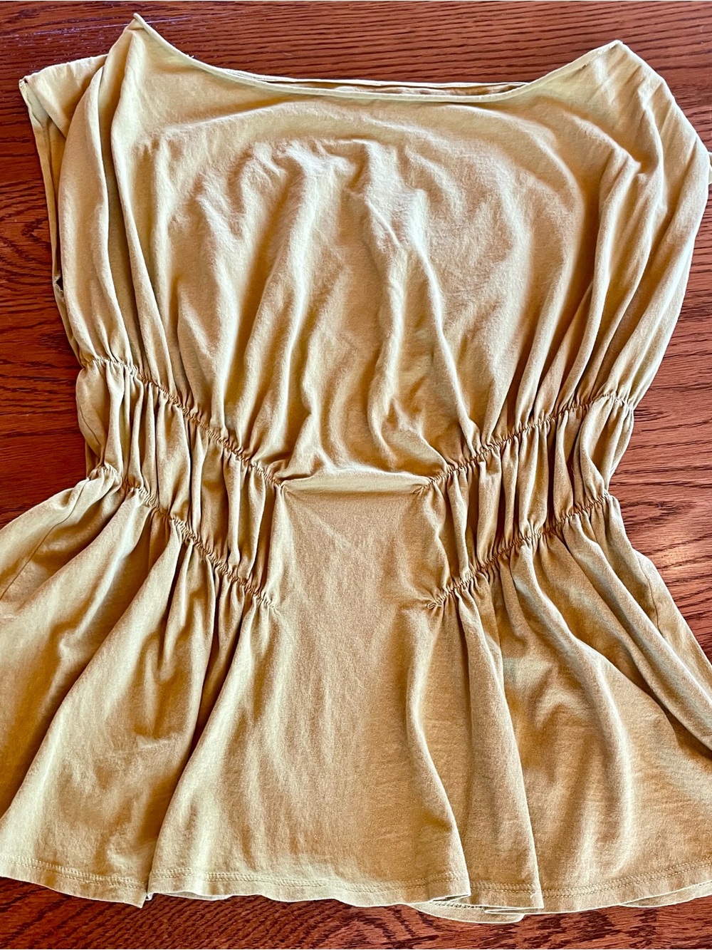 Garnet Hill Mustard Yellow Ruched Waist Tank Top